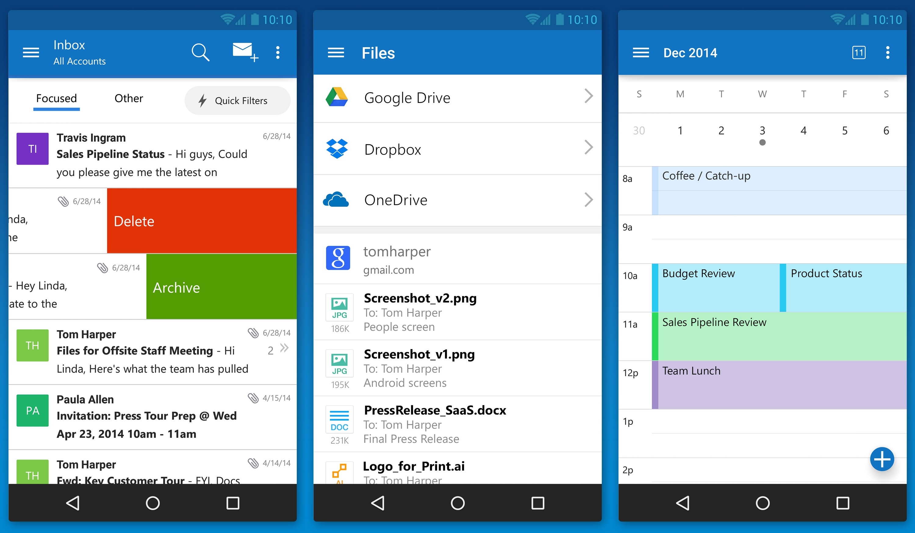 Приложение Outlook Android